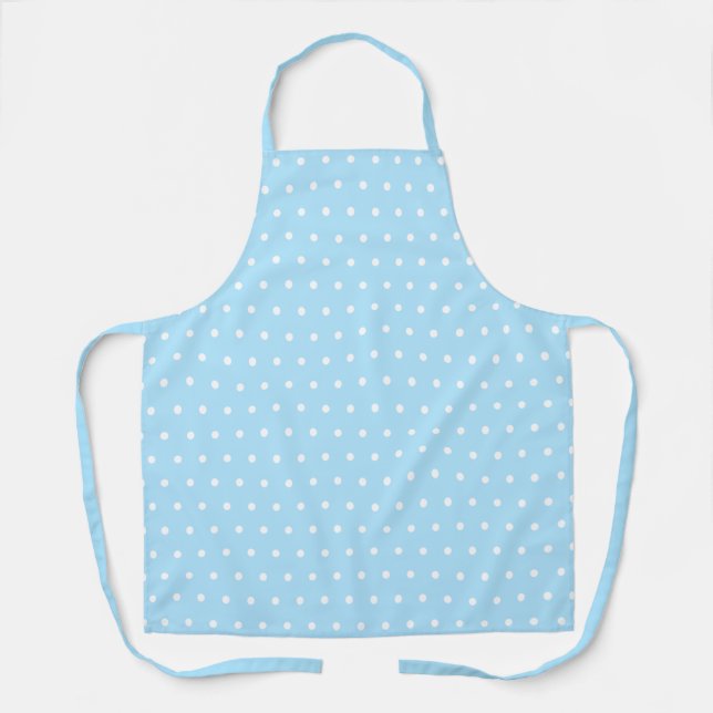 Cute Polka Dots Light Baby Blue and White Apron (Front)
