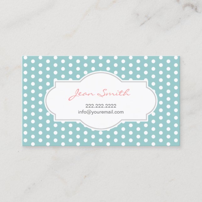 Cute Polka Dots Mint Blue Mummy Calling Card (Front)