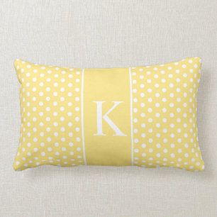 Cute Polka Dots Monogram   Light Yellow Lumbar Cushion