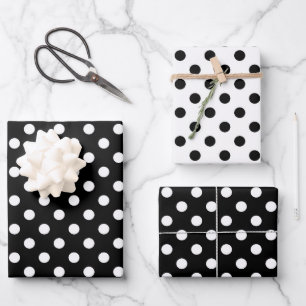 Cute Polka Dots Pattern Black And White Minimalist Wrapping Paper Sheet