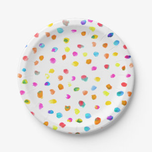Cute polka dots rainbow girl's party paper plate