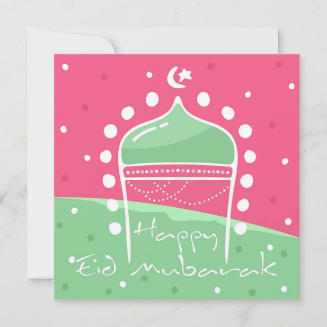 Cute Polka Greeting Cards Ied Mubarak Adha Fitr (Front)