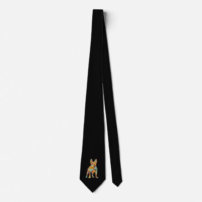 Cute Poly Retro French Bulldog T-Shirt Tie (Front)