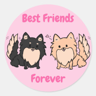 Cute Pom BFF Classic Round Sticker
