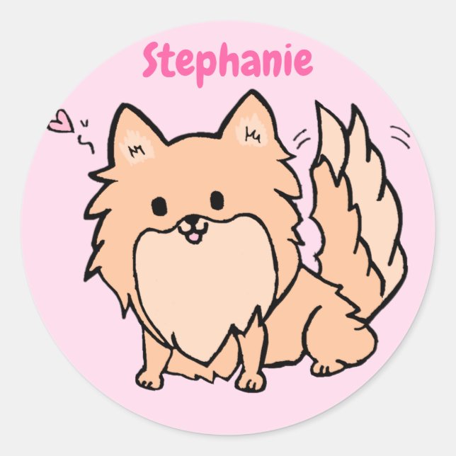 Cute Pom Classic Round Sticker (Front)