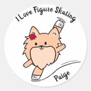Cute Pom Figure Skating Spiral Classic Round Sticker