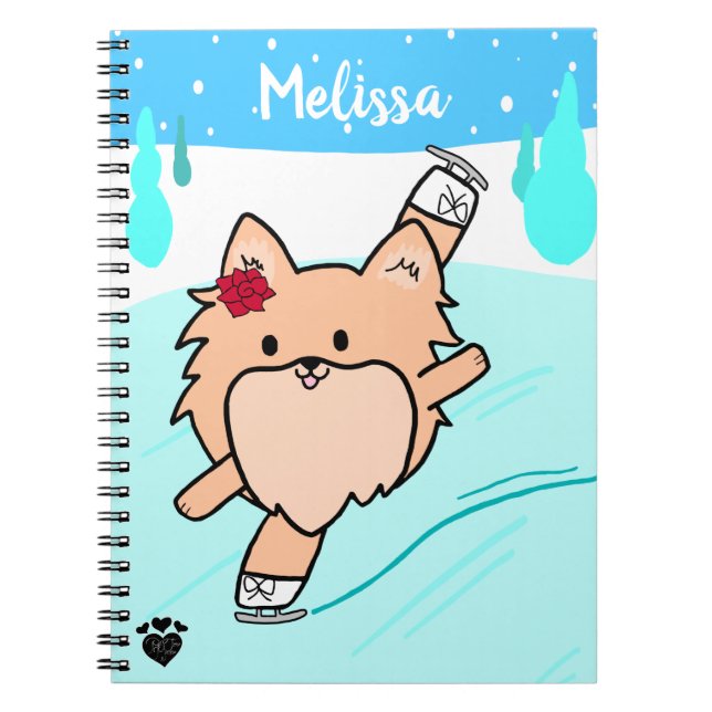 Cute Pom Figure Skating Spiral Notebook (Front)