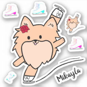 Cute Pom Figure Skating Sticker Set