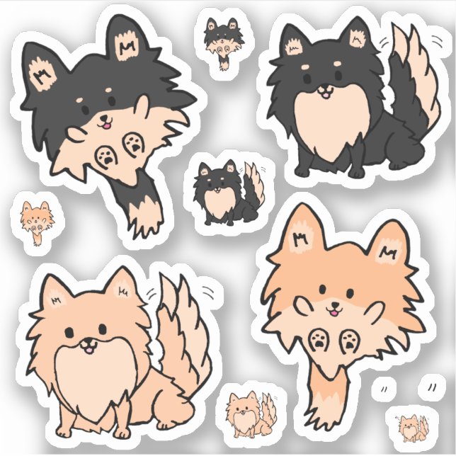 Cute Pom Mix Custom-Cut Vinyl Sticker (Front)