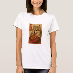 Cute Pomchi Dog Eating Kimchi T-Shirt