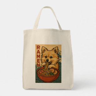 Cute Pomchi Dog Ramen Lover Tote Bag