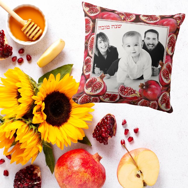 Cute Pomegranate Family Photo Rosh Hashanah  Cushion (Creator Uploaded)