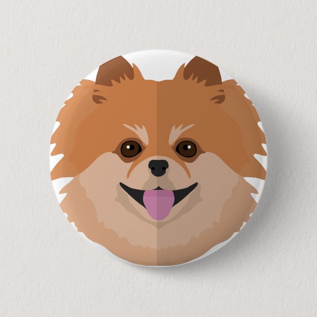 Cute Pomeranian Cartoon! 6 Cm Round Badge (Front)
