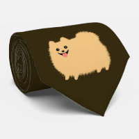 Cute Pomeranian Cartoon Dog on Chocolate Colour