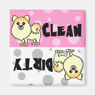Cute Pomeranian Clean / Dirty Dishwasher Magnet