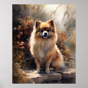 Cute Pomeranian Dog Art Print Poster