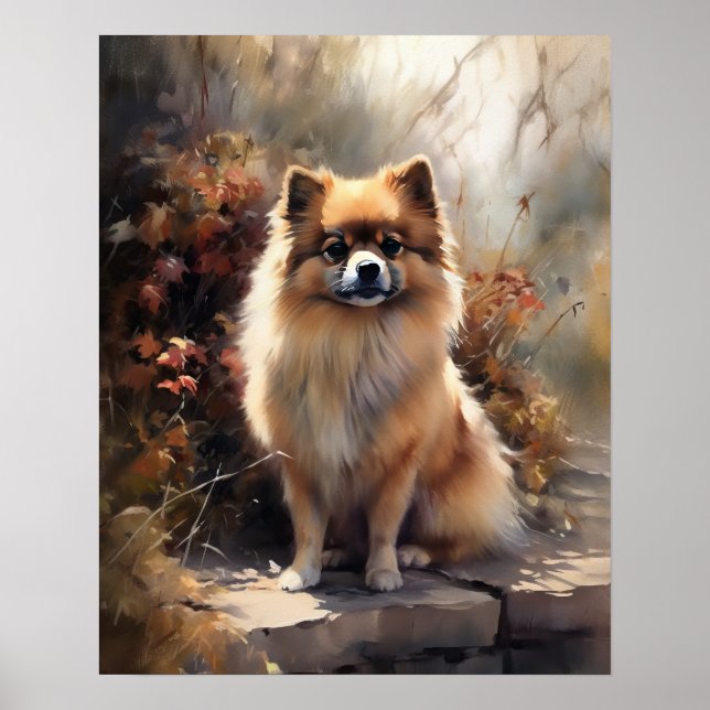 Cute Pomeranian Dog Art Print Poster (Front)
