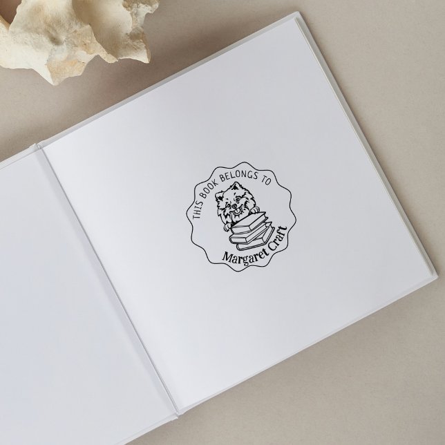 Cute Pomeranian Dog Book Rubber Stamp (Creator Uploaded)