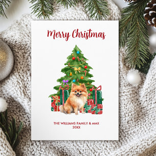 Cute Pomeranian Dog Family Christmas Holiday Card