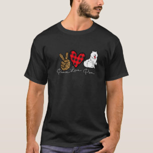 Cute Pomeranian Dog Peace Love Pom Puppy T-Shirt