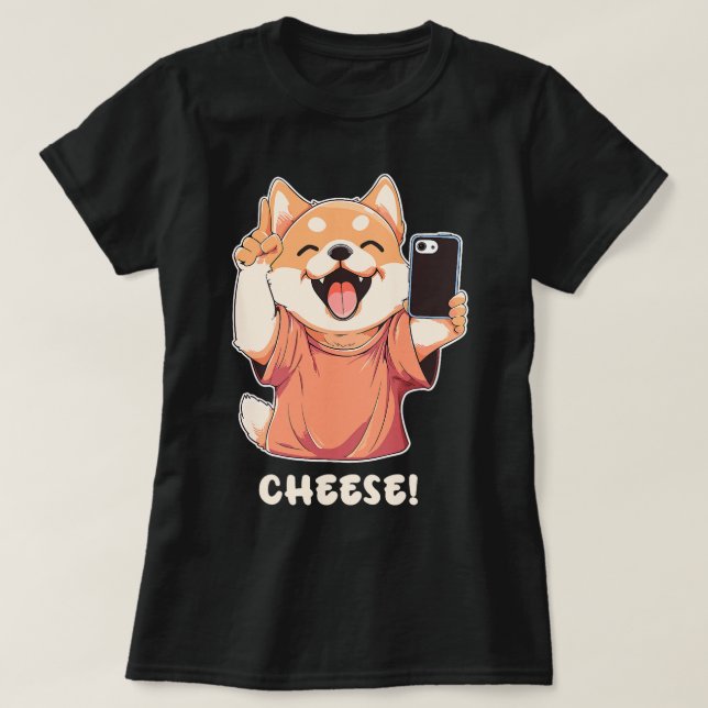 Cute Pomeranian Dog Taking a Photo Cheese T-Shirt (Design Front)