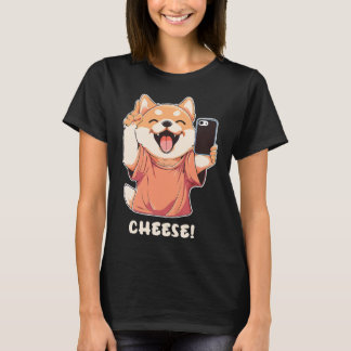 Cute Pomeranian Dog Taking a Photo Cheese T-Shirt