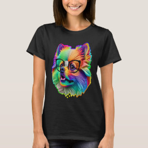 Cute Pomeranian Dog Wearing Nerd Glasses Funny Pop T-Shirt