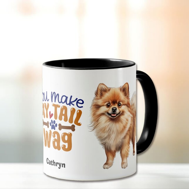 Cute Pomeranian Dog You Make My Tail Wag Mug (Creator Uploaded)