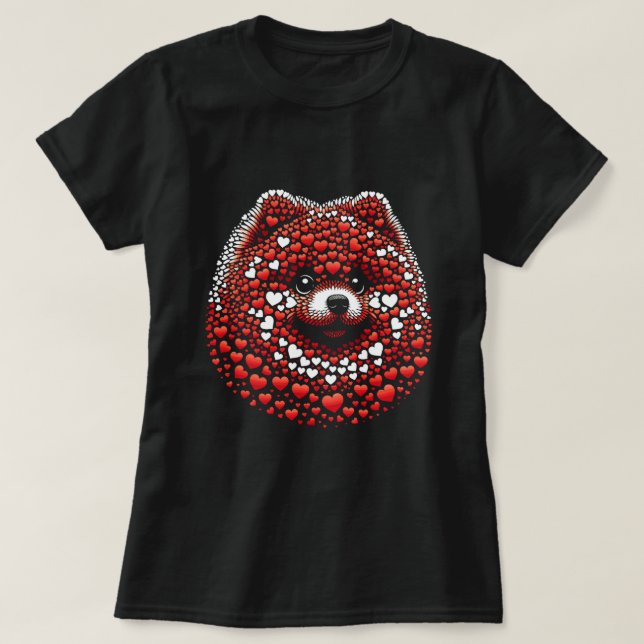 Cute Pomeranian Heart Mens Womens Dog Valentine Po T-Shirt (Design Front)
