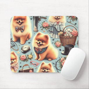Cute Pomeranian Illustration Mouse Mat