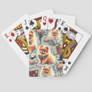 Cute Pomeranian Illustration Playing Cards