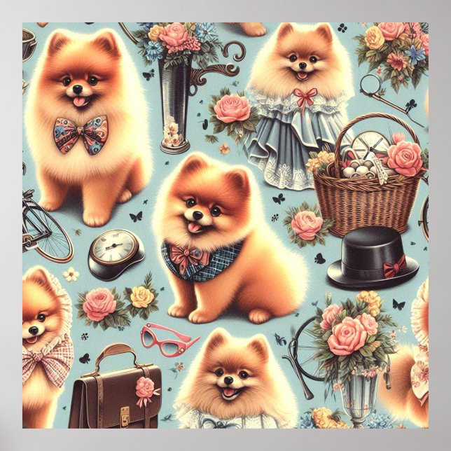 Cute Pomeranian Illustration Poster (Front)