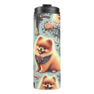 Cute Pomeranian Illustration Thermal Tumbler