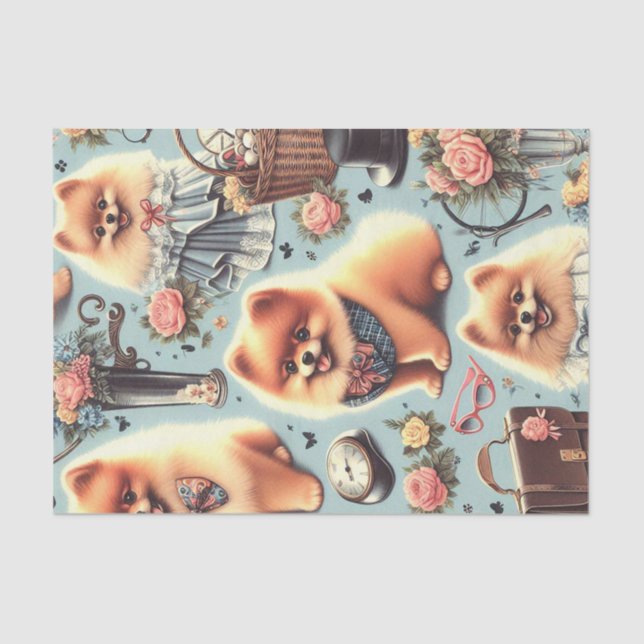 Cute Pomeranian Illustration Tissue Paper (Front)