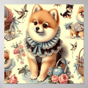 Cute Pomeranian Painting Poster