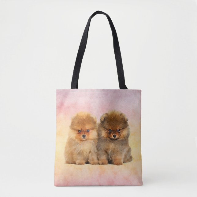 Cute Pomeranian Puppies Tote Bag (Front)