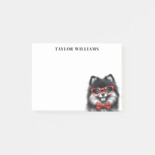Cute Pomeranian Red Nerd Glasses Name Post-it Notes