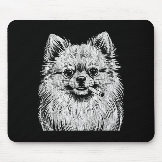 Cute Pomeranian Smoking Meme Dog Mouse Mat (Front)