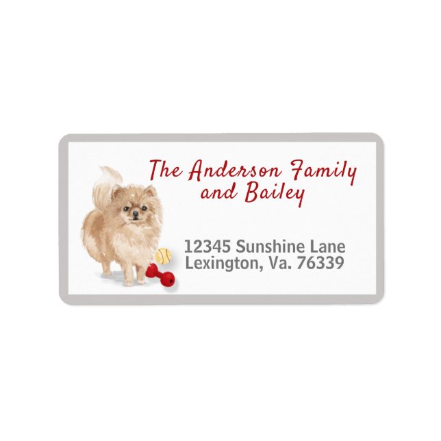 Cute Pomeranian Toys Family Return Address  Label (Front)