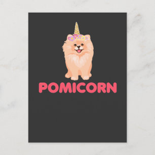 Cute Pomeranian Unicorn Dog with Flowers Postcard