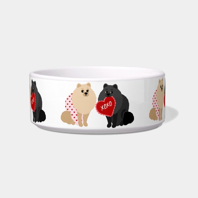 Cute Pomeranian Valentine XOXO Bowl (Front)