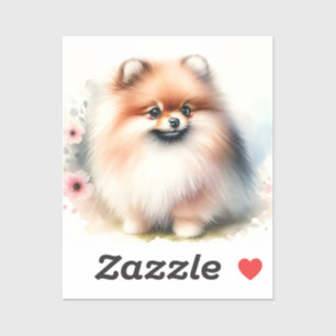 Cute Pomeranian watercolor illustration