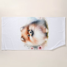 Cute Pomeranian watercolor illustration