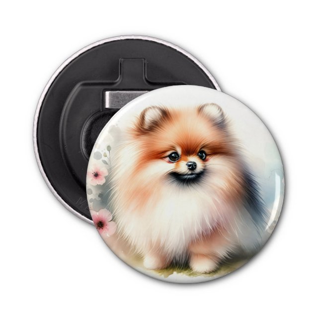 Cute Pomeranian watercolor illustration Bottle Opener (Front)