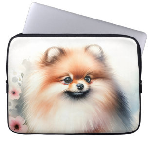 Cute Pomeranian watercolor illustration Laptop Sleeve