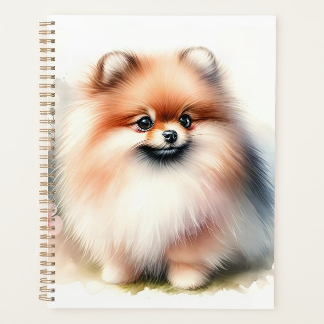 Cute Pomeranian watercolor illustration Planner (Front)