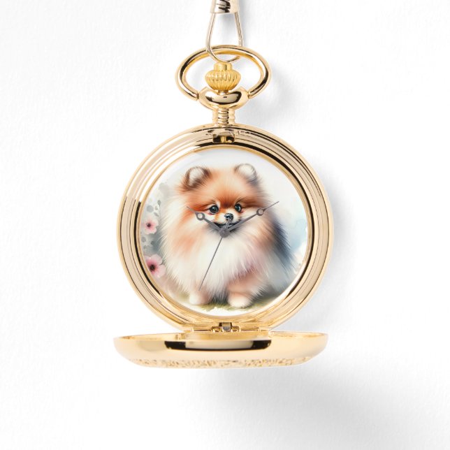 Cute Pomeranian watercolor illustration Watch (Front)