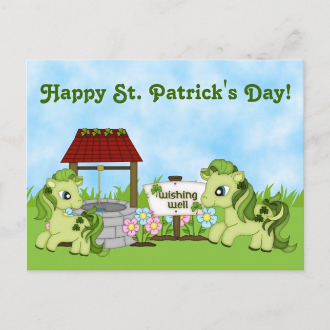 Cute Ponies Happy St. Patrick's Day Horse Postcard (Front)