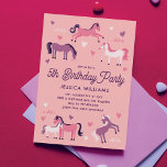 Cute Ponies Invitation<br><div class="desc">Cute pink,  purple and white horses are created into a pattern to make the perfect equestrian birthday invitation for a girl and horse lover. Background colour is easy to customise!</div>