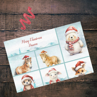 Cute Ponies Otter Fox Bear Lamb Merry Christmas Tissue Paper